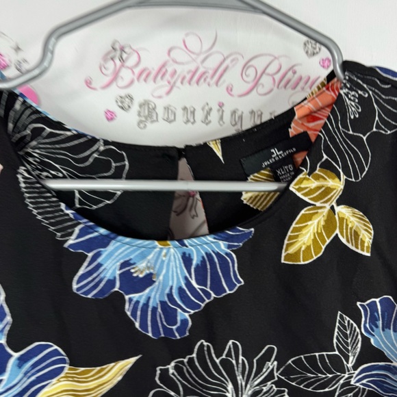 Jules & Leopold top Black Tank Top with Multicolor Floral Design flowers - Picture 4 of 6